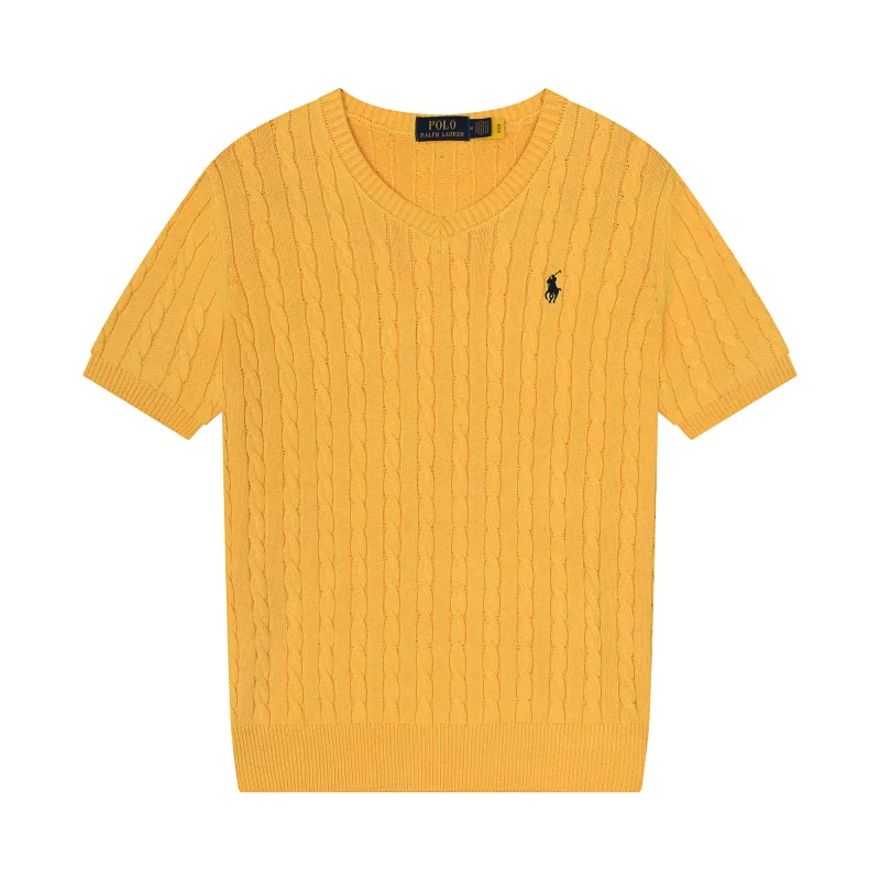 Polo Ralph Lauren Cable Knit V-Neck T-Shirt Yellow