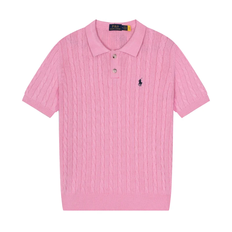 Polo Ralph Lauren Cable Knit Polo Shirt 607粉红黑