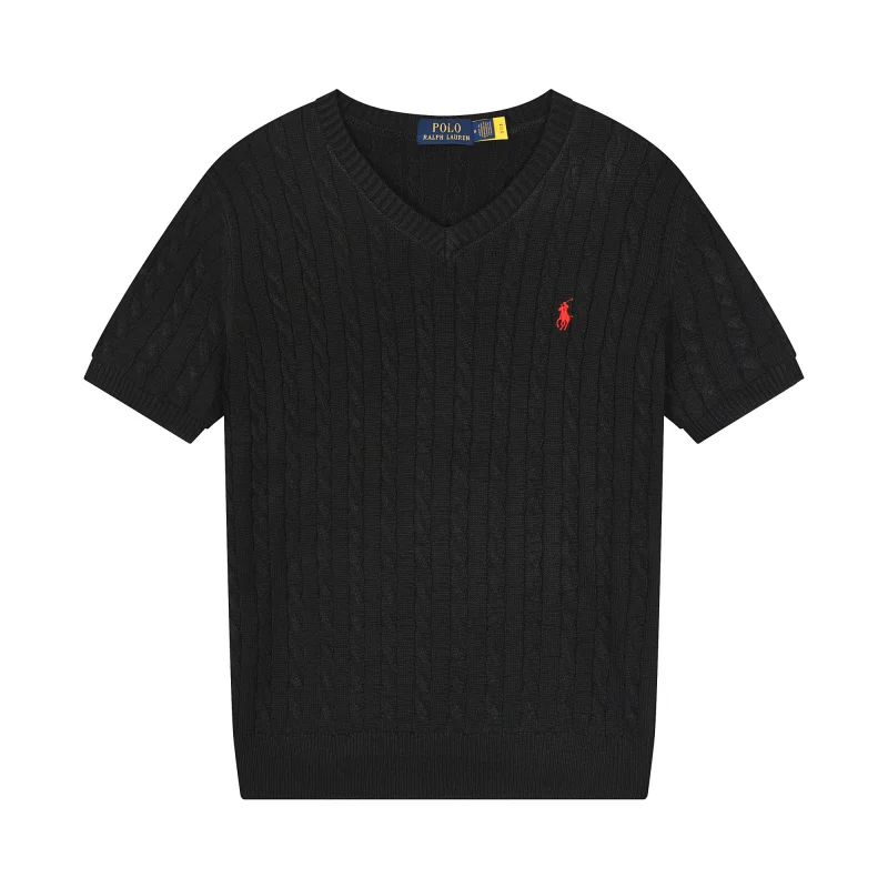 Polo Ralph Lauren Cable Knit V-Neck Sweater 605 Black