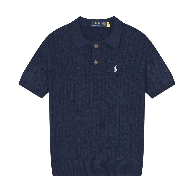Polo Ralph Lauren Navy Cable Knit Polo Shirt