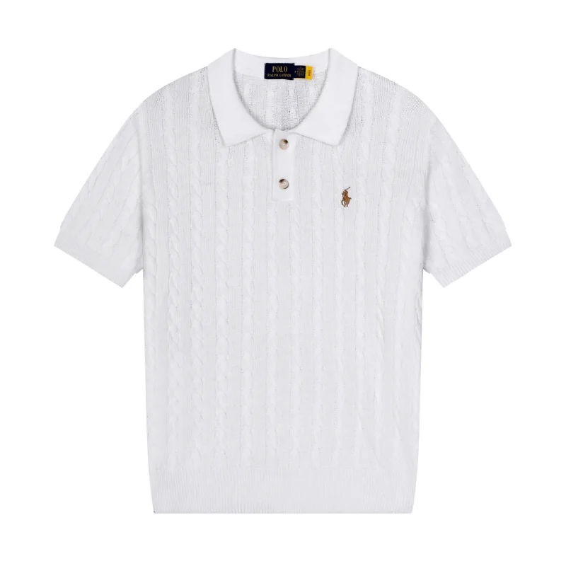 Polo Ralph Lauren White Cable Knit Polo Shirt