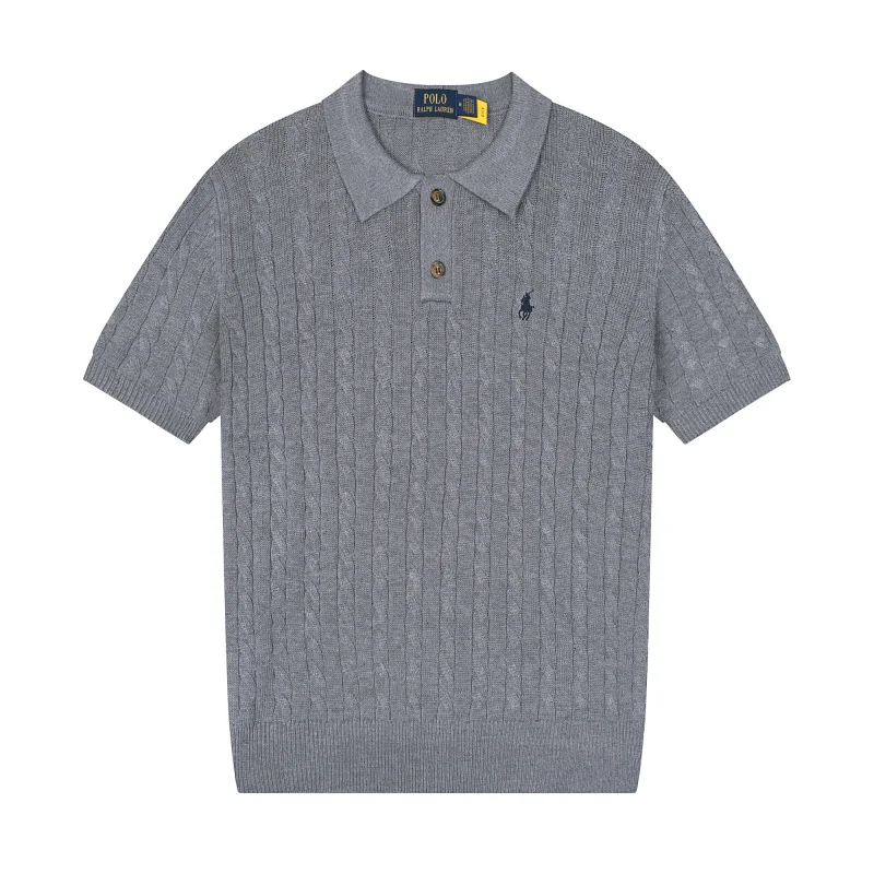 Polo Ralph Lauren Big Pony Cable Knit Polo Shirt 607灰色黑