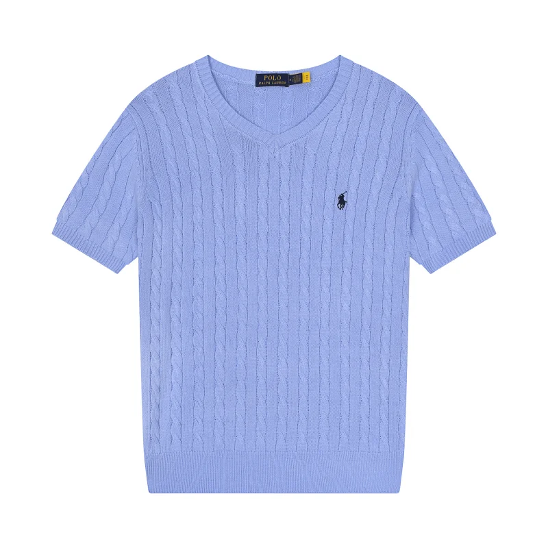Polo Ralph Lauren Cable Knit V-Neck Sweater 605浅蓝色