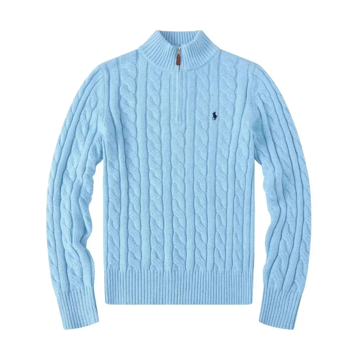 Ralph Lauren Cable Knit Half-Zip Sweater Sky Blue