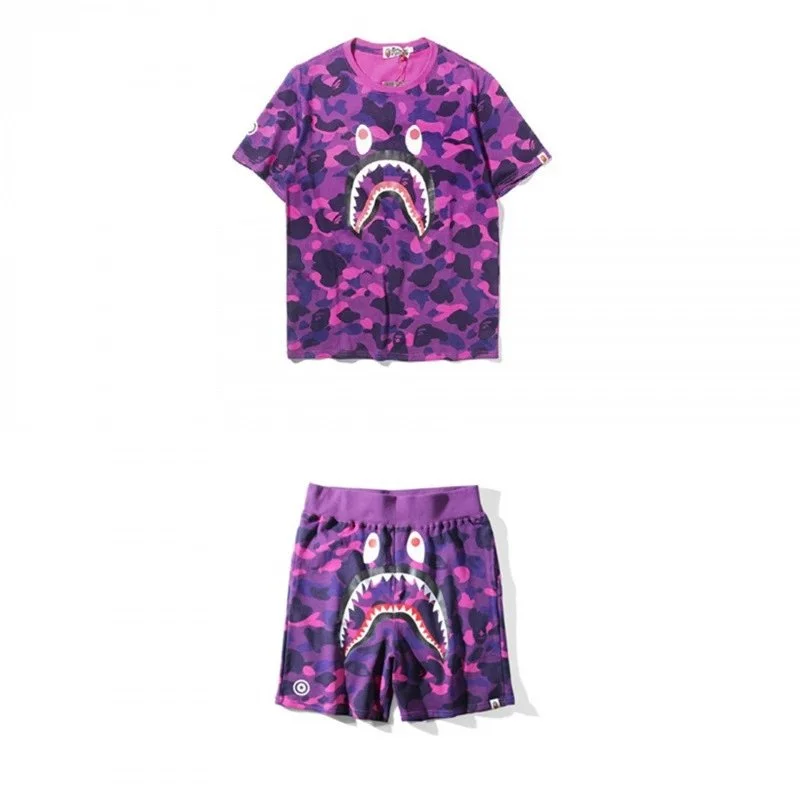 A Bathing Ape BAPE STA ABC Camo Shark T-Shirt & Shorts Set Pink