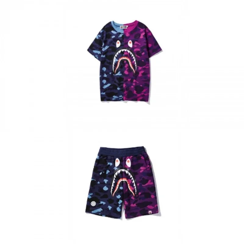 A Bathing Ape BAPE STA Camo Shark Shorts 2蓝红005 Shorts