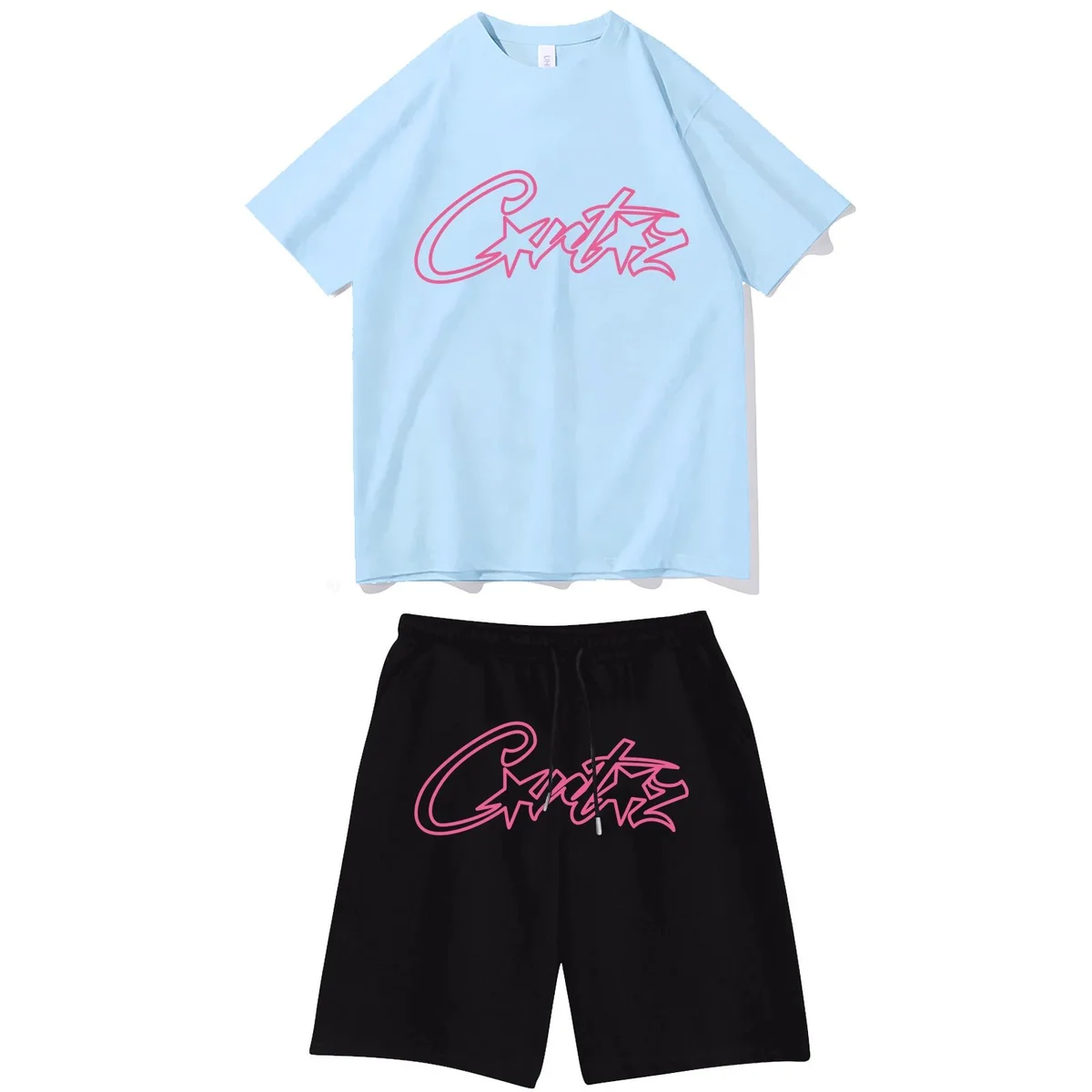 Unisex Light Blue & Black 'Cute' Graphic Set