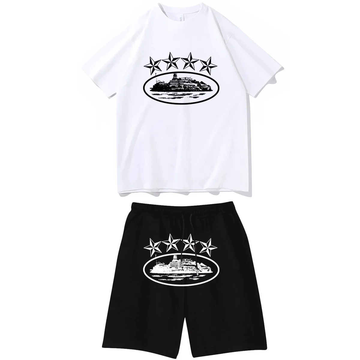 White & Black Star Print Co-ord Set Casual