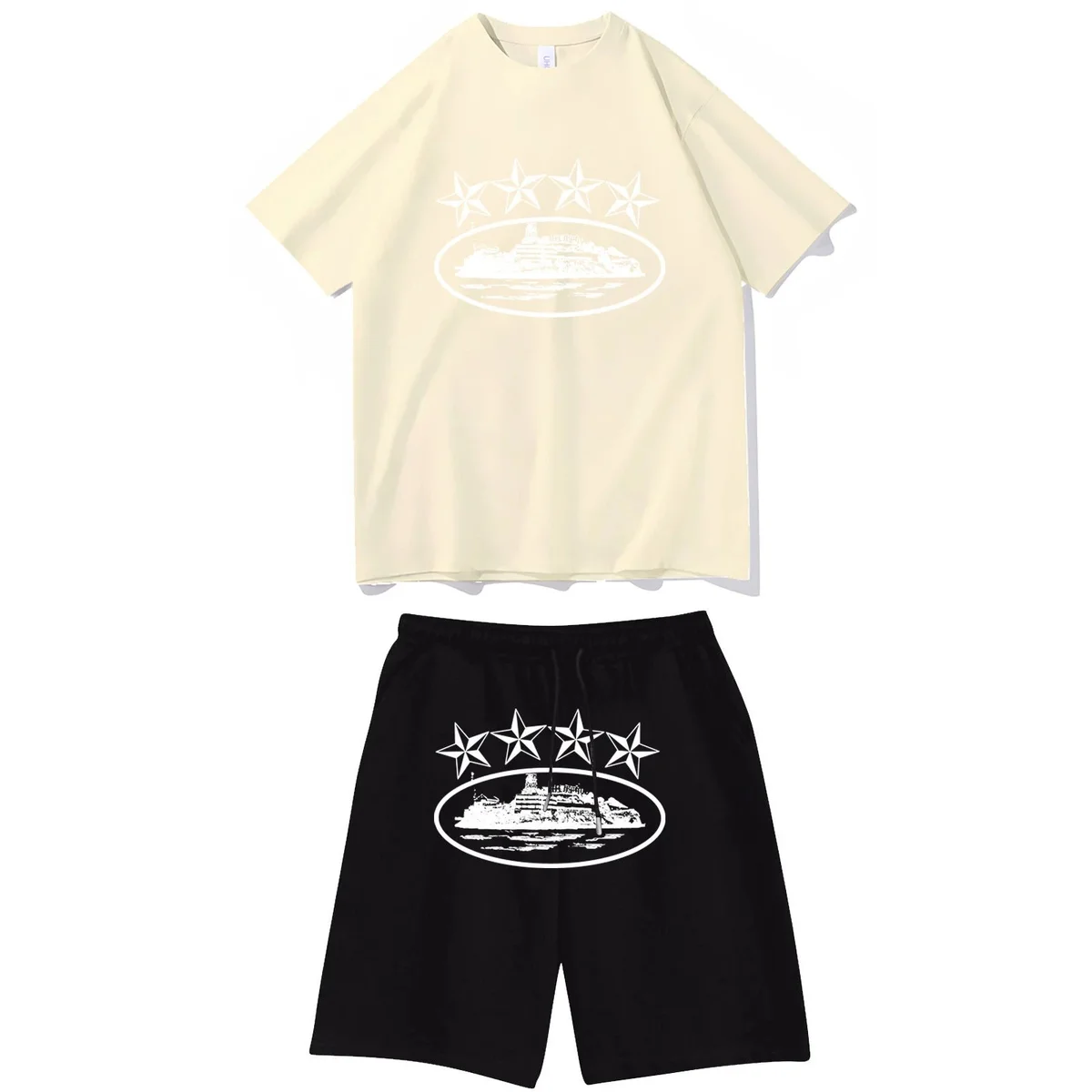 Beige & Black Star Print Co-ord Set