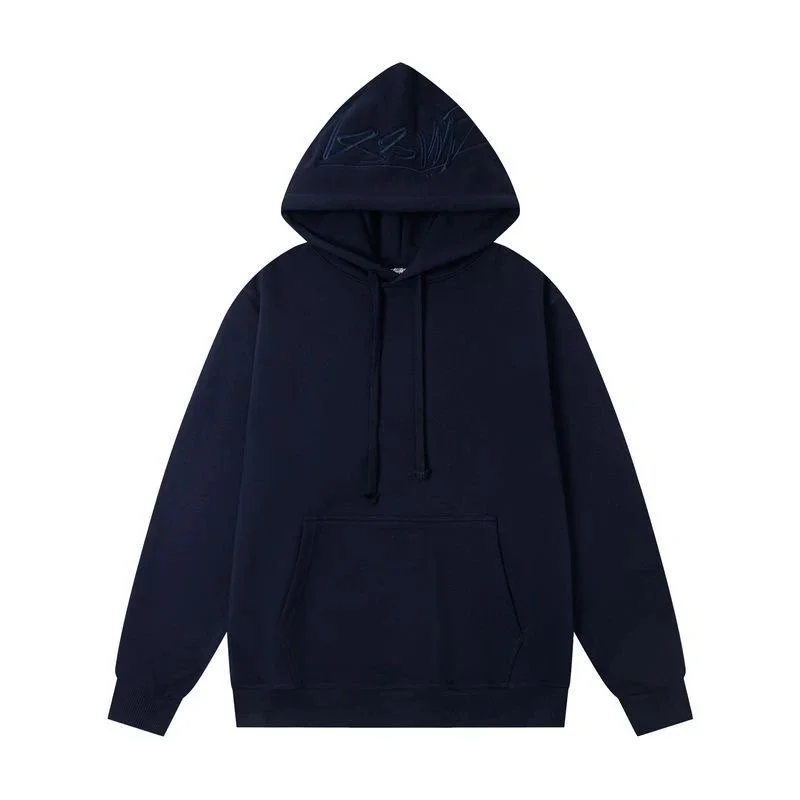 Navy Embroidered Hoodie Sweatshirt