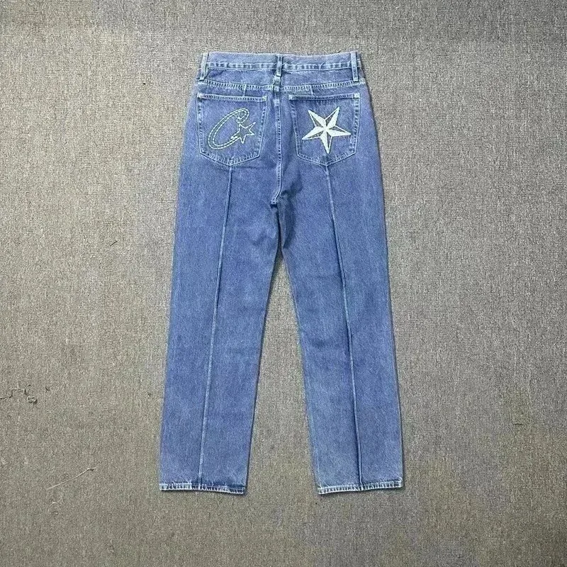 Jeans with Star & Comet Embroidery Denim Jeans