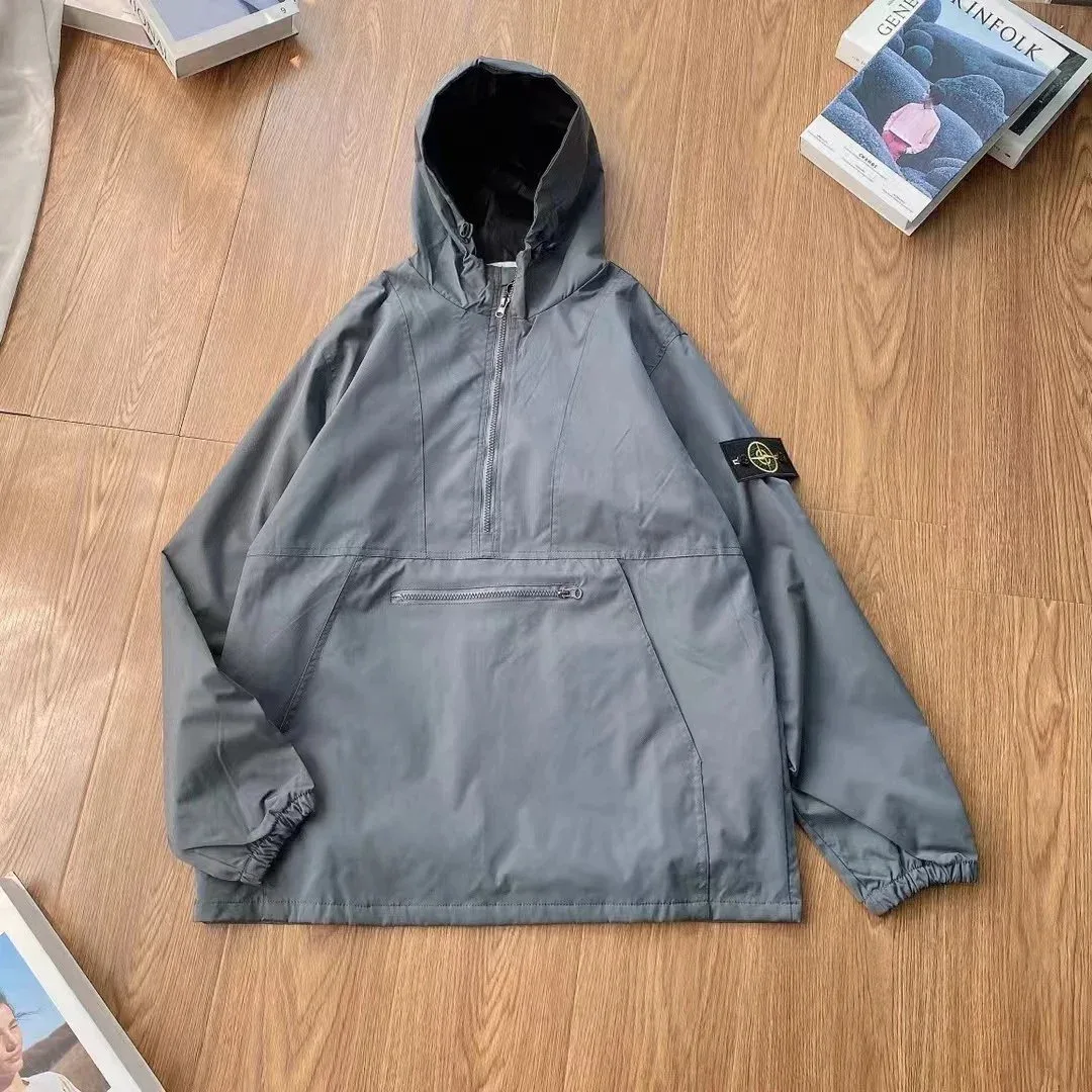 Stone Island 68-15 Grey Hooded Anorak Jacket