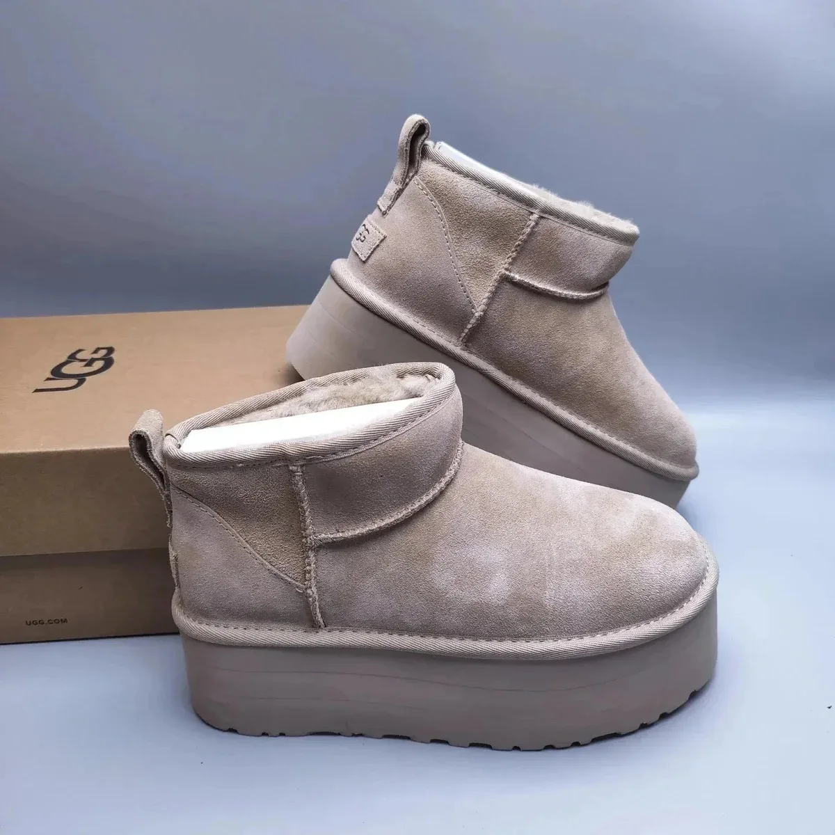 UGG Classic Short Beige Platform Boots