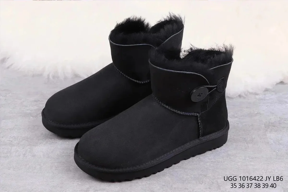 UGG Mini Bailey Button Black Snow Boots