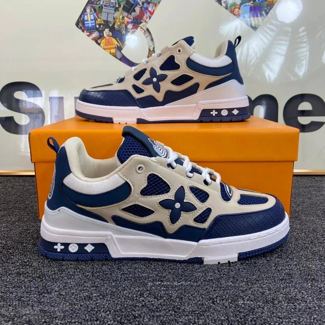 Louis Vuitton LV Trainer Navy & Beige Sneakers