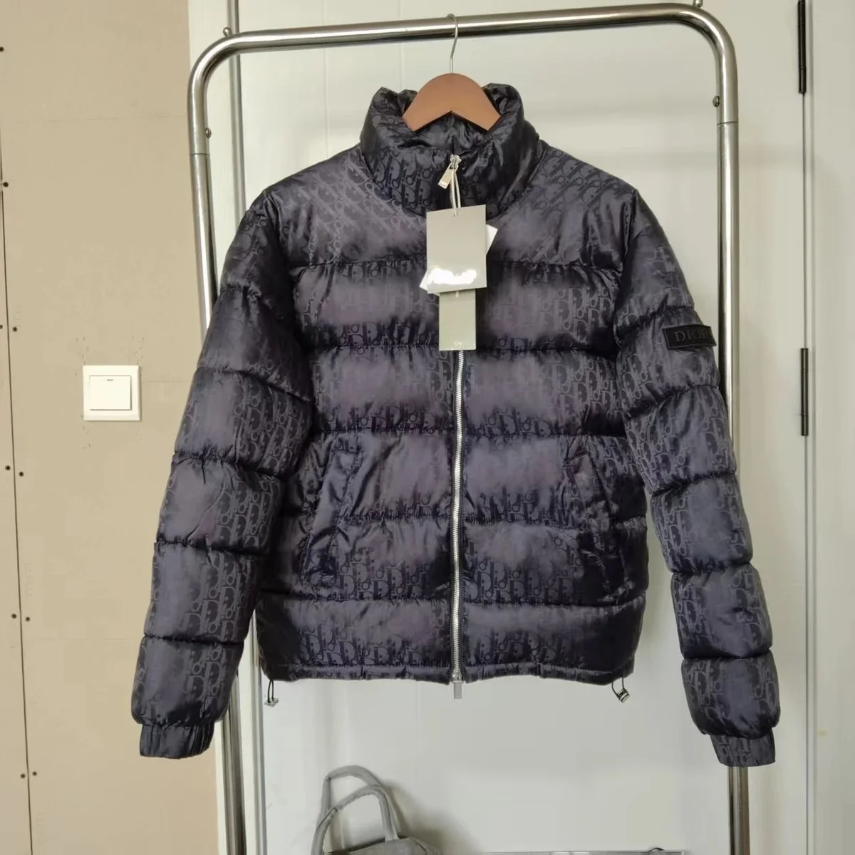Dior Classic Logo Navy Puffer Jacket
