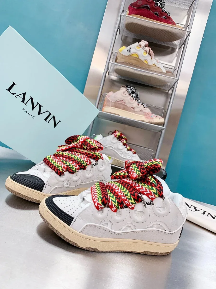 Lanvin White & Black Sneakers with Colorful Laces