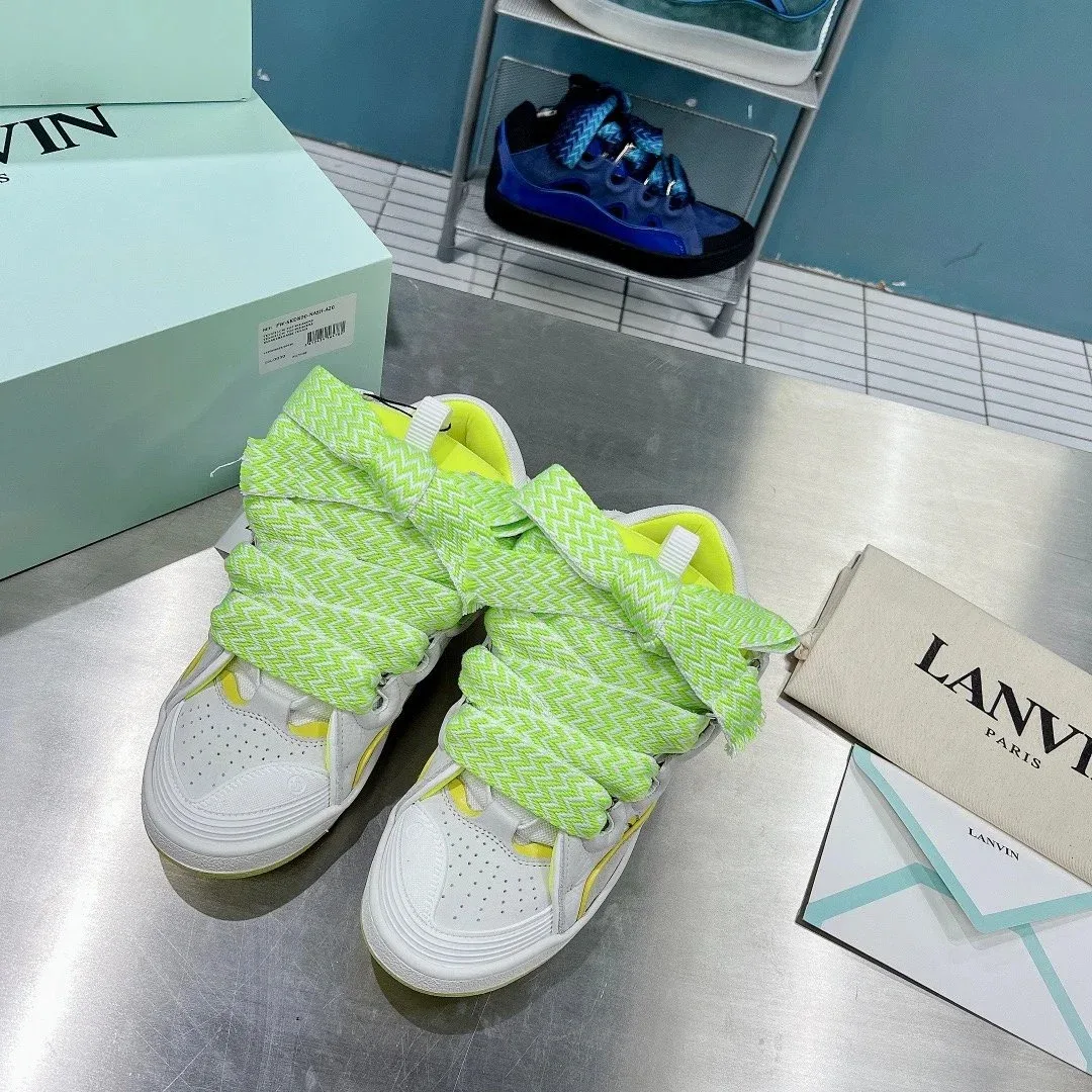 Lanvin White/Yellow Neon Green Sneakers