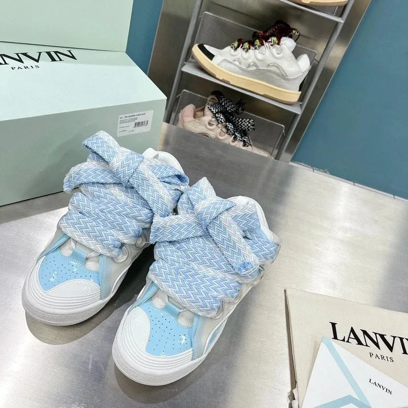 Lanvin Blue & White Bow Tie Sneakers