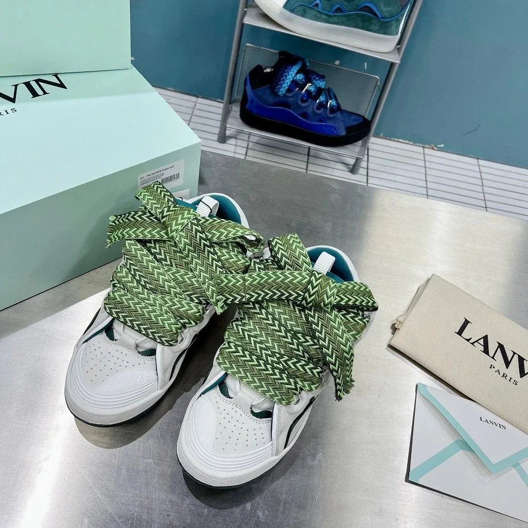 Lanvin White Green Zigzag Sneakers