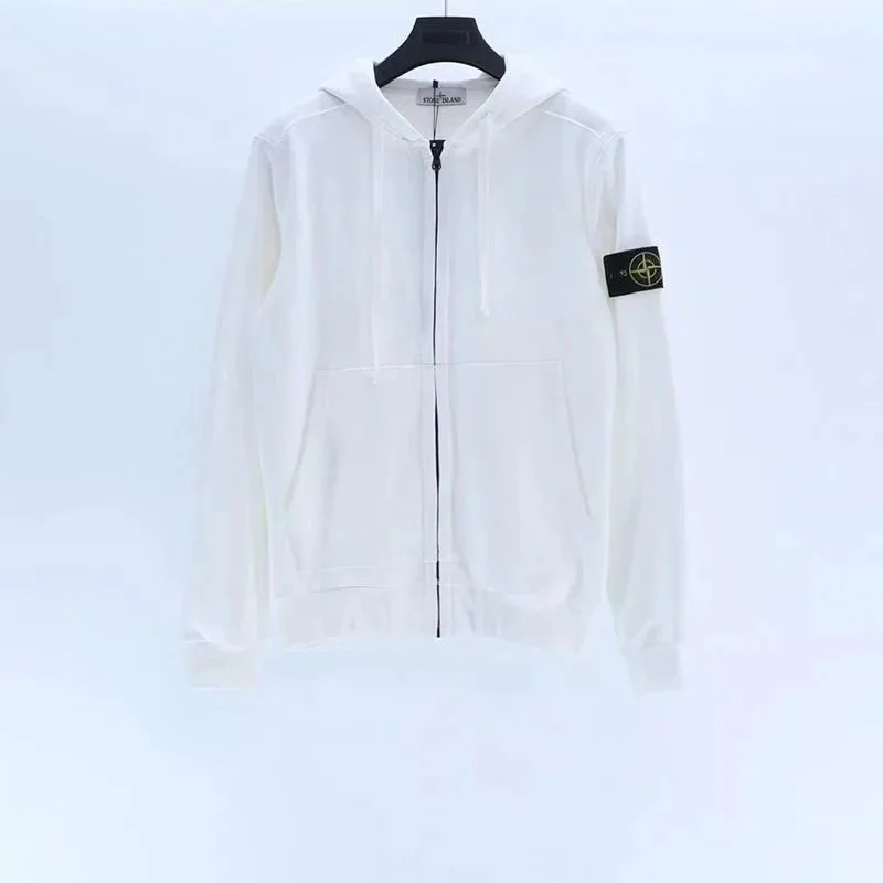 Stone Island 68-15 White Hoodie with Logo Patch
