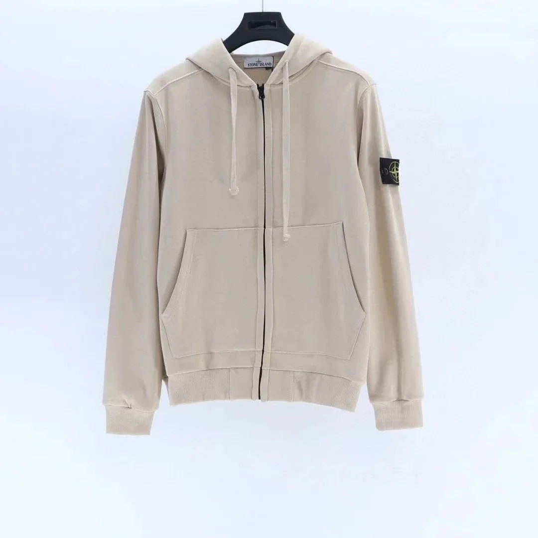 Stone Island 68-15 Beige Zip-Up Hoodie