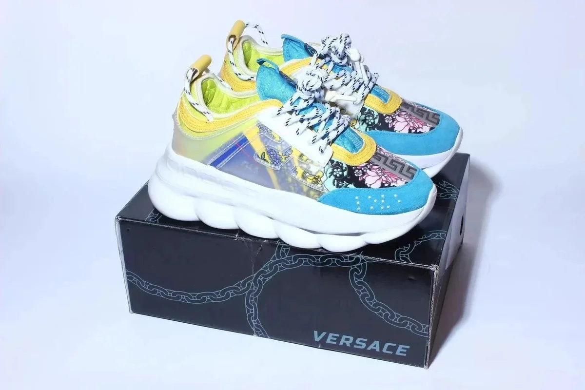 Versace Chain Reaction Blue/Yellow Floral Sneakers