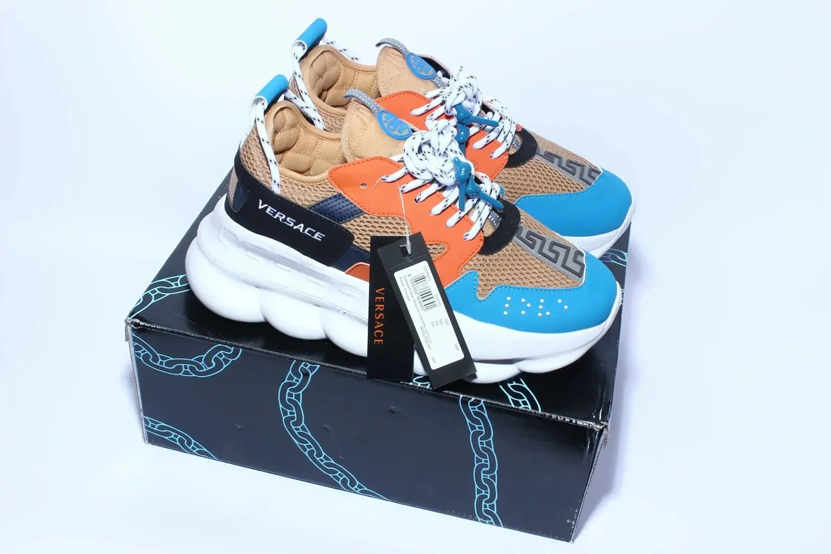 Versace Chain Reaction Orange/Blue Sneakers