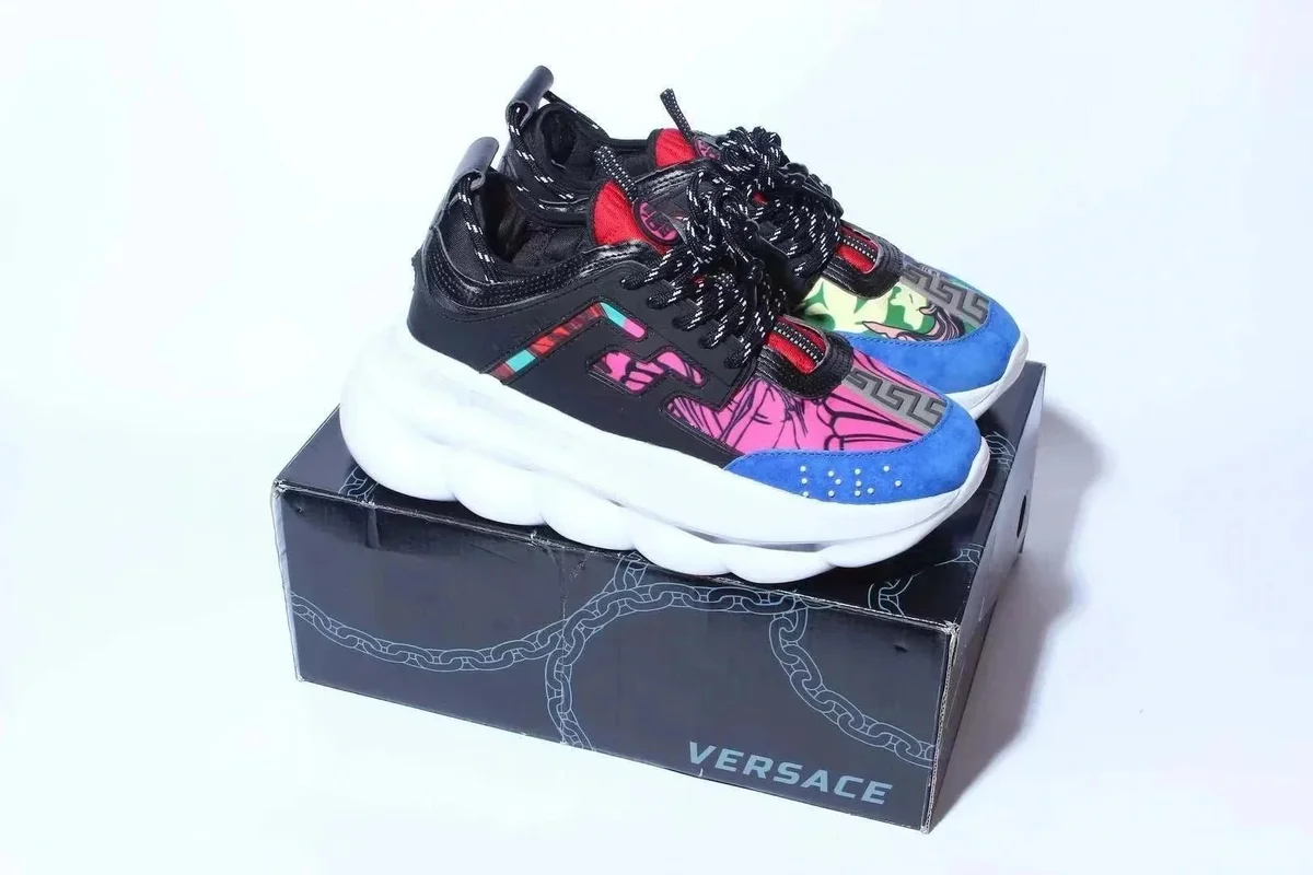 Versace Chain Reaction Black/Pink/Blue Sneakers