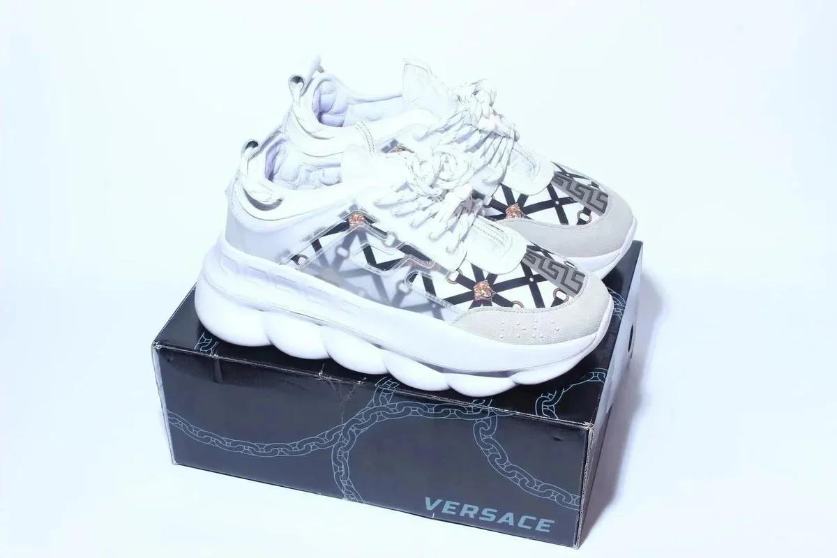 Versace Chain Rockstud White Sneakers
