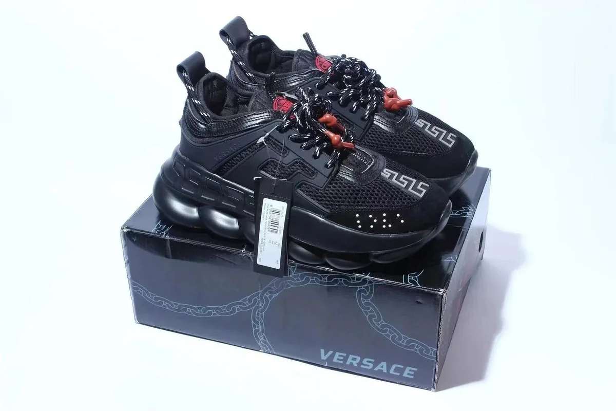 Versace Chain Reaction Black Red Sneakers