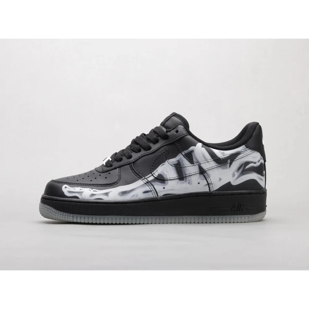 Nike Air Force 1 Black & White Skeletal Print Sneakers