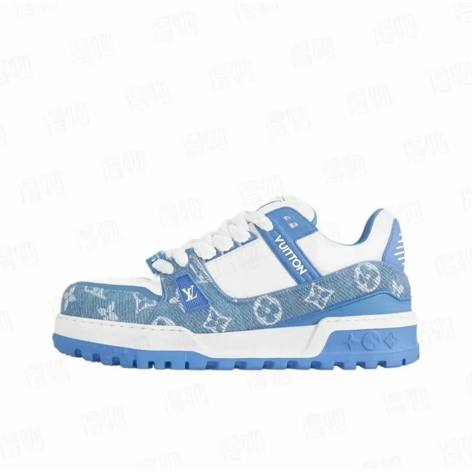 Louis Vuitton LV Trainer Blue Denim White Sneakers