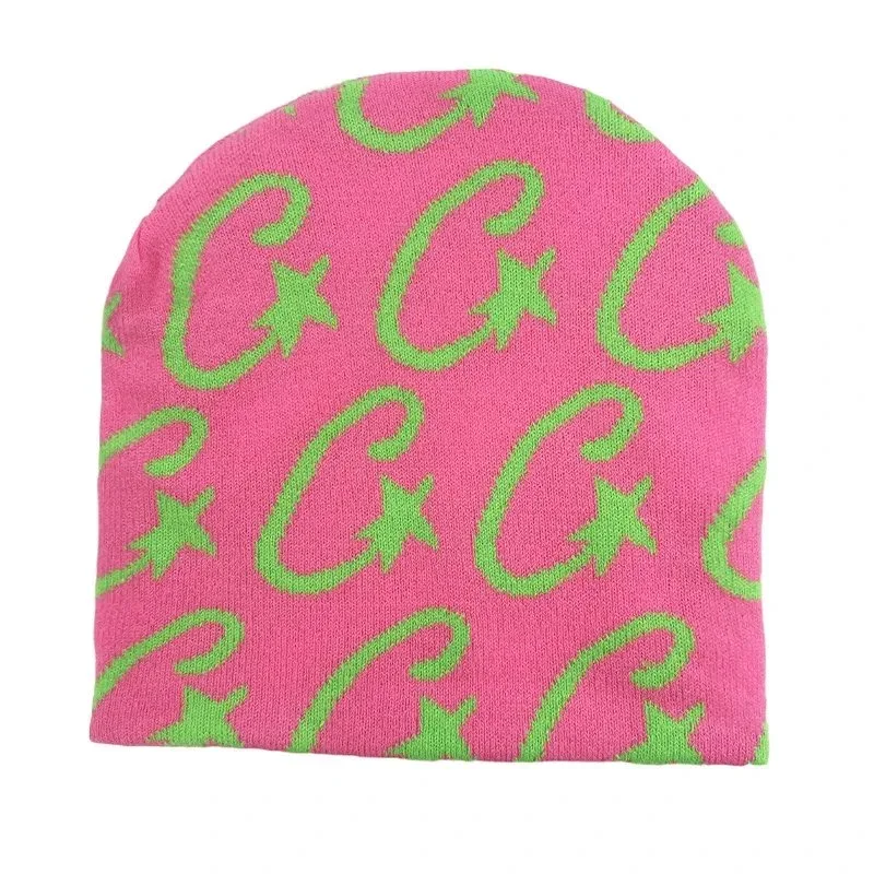 Pink Green 'C' Star Beanie Hat