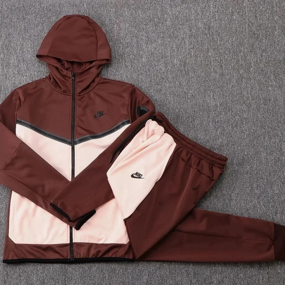 Nike Tech Fleece Hoodie & Pants Set Brown/Pink Tracksuit