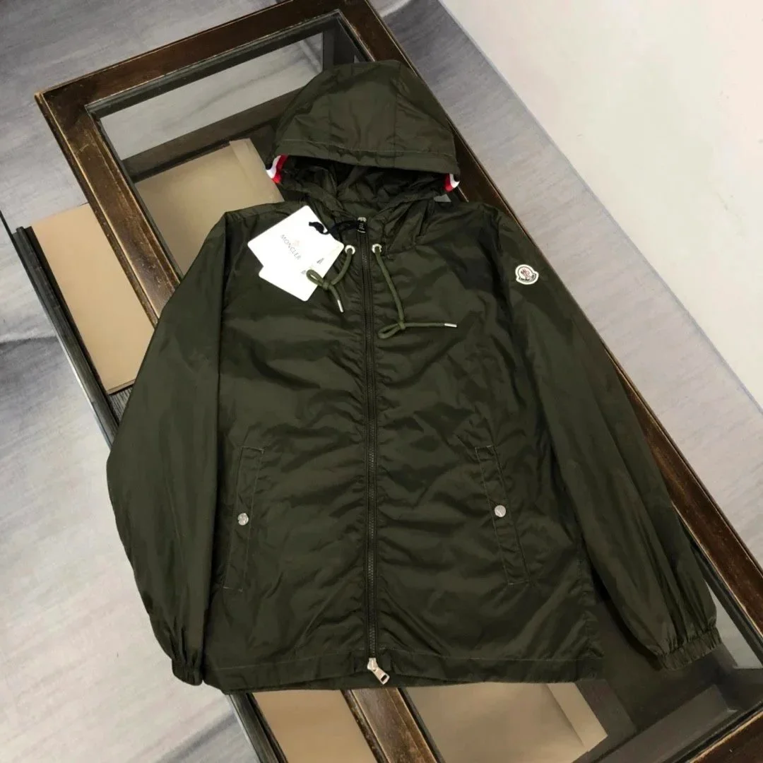 Moncler Olive Green Hooded Windbreaker Jacket