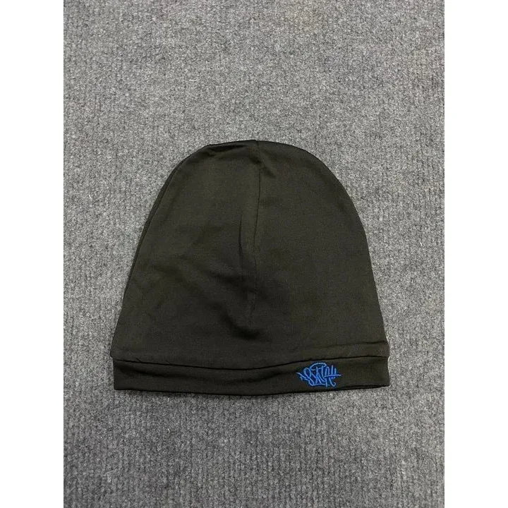 Unisex Black Deep Blue Beanie with Embroidered Logo