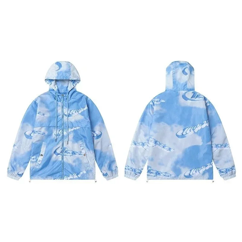 Cloud Print Windbreaker Jacket