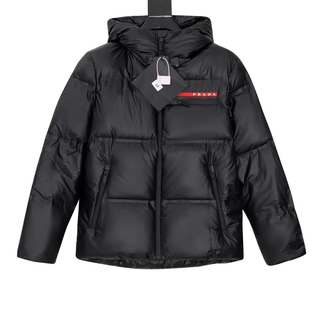 Prada Black Logo Panel Parka