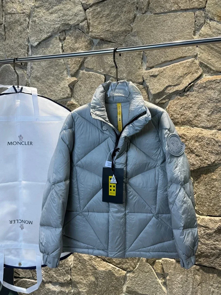 Moncler Silver Quilted Puffer Jacket