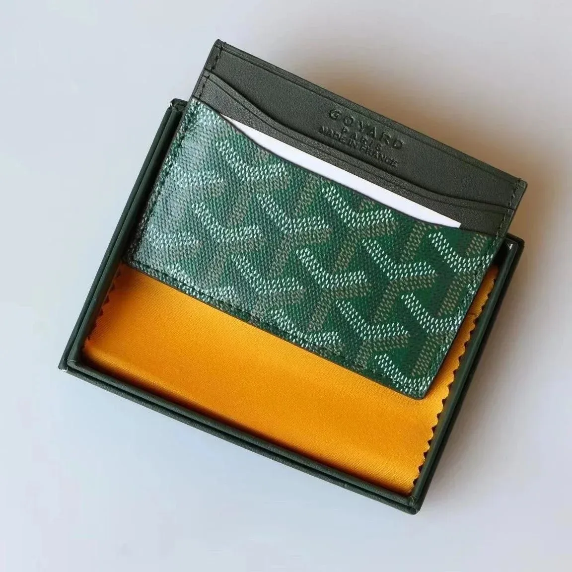 Goyard Green Goyardine Card Holder