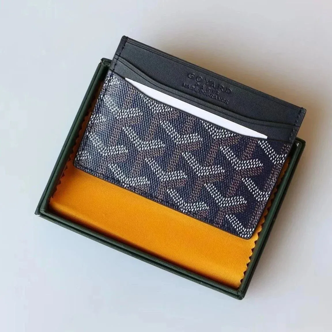 Goyard Goyardine Card Holder Navy Blue