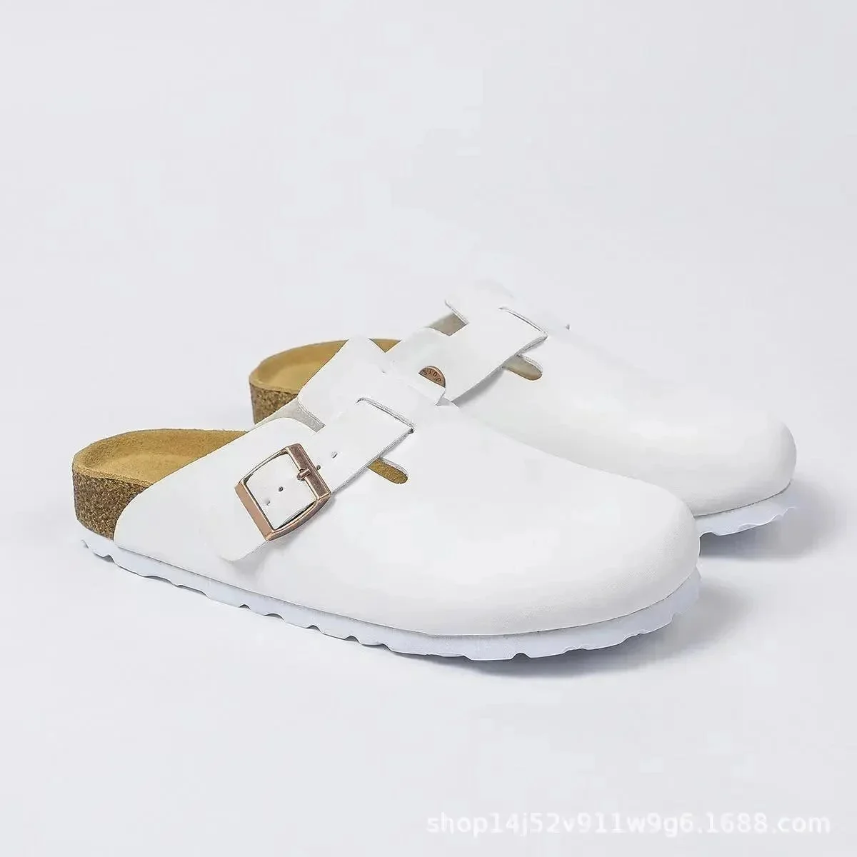 Birkenstock Arizona White Leather Clogs