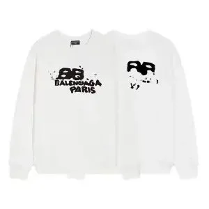 Balenciaga White BA Logo Crewneck Sweatshirt