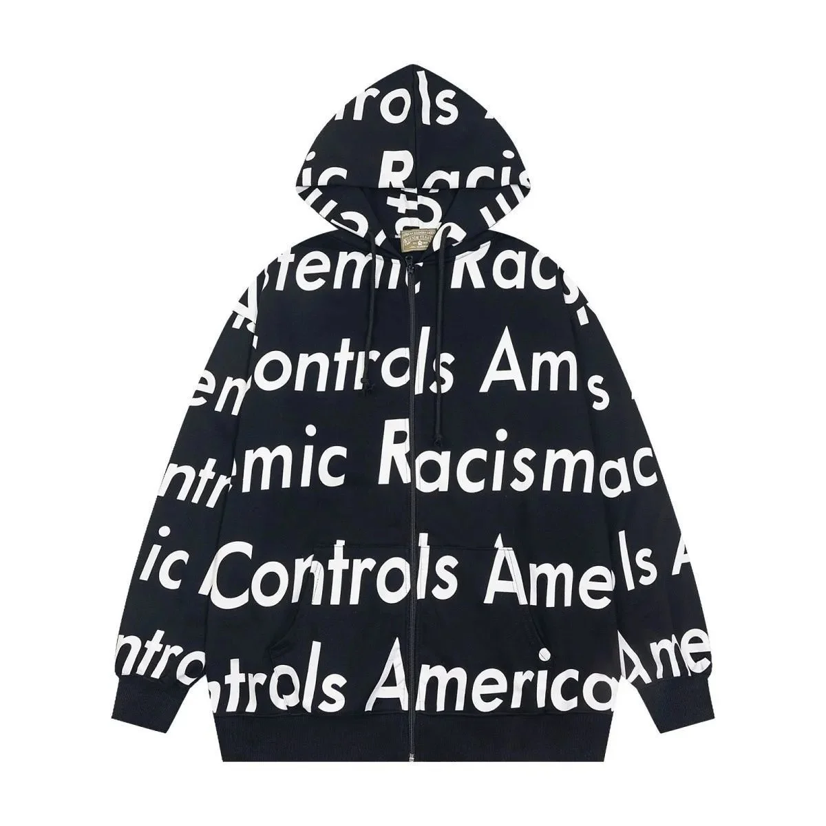 Black 'Racism Controls America' Zip-Up Hoodie