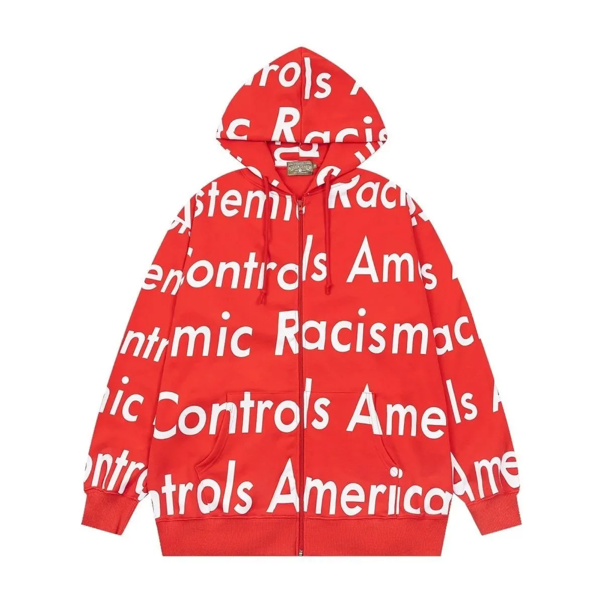Supreme x The North Face Red 'Racism Controls America' Zip-Up Hoodie