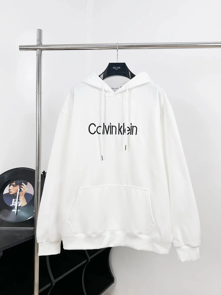 Calvin Klein White Logo Hoodie