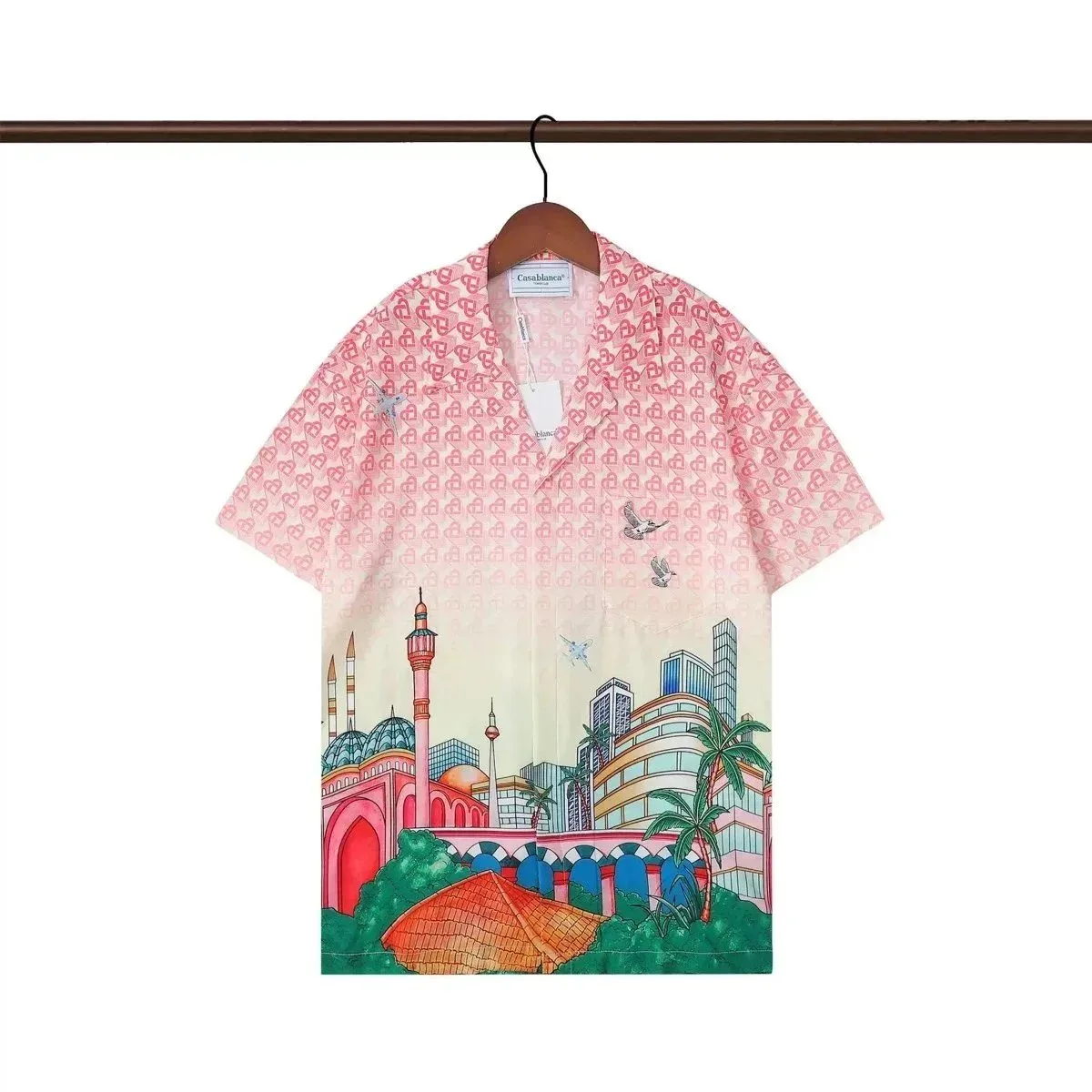 Casablanca Cityscape Print Short Sleeve Shirt