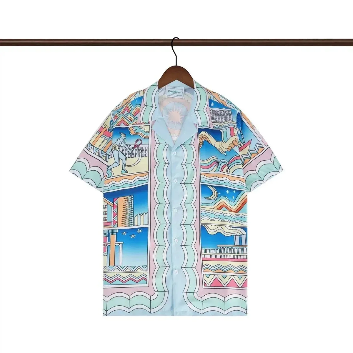 Canalhanca Printed Button-Up Shirt Blue Colorway Tops