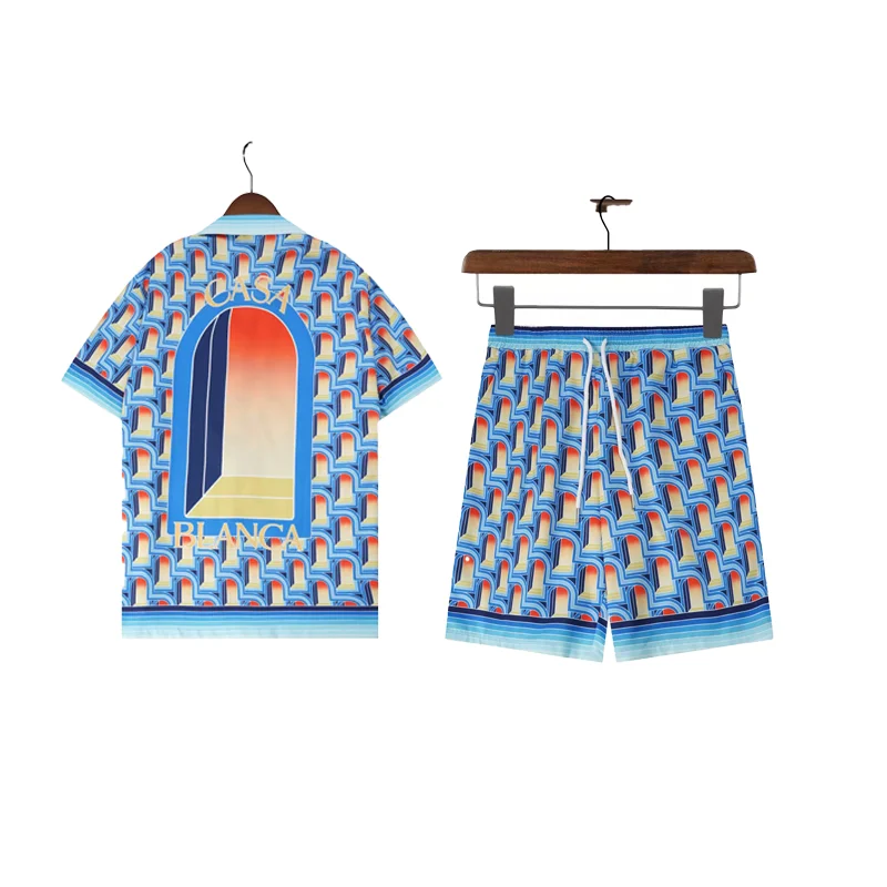 Unknown Casa Blanca Printed Set Beach Shorts & Shirt